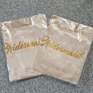 Bridesmaid Satin Robes with Gold Script